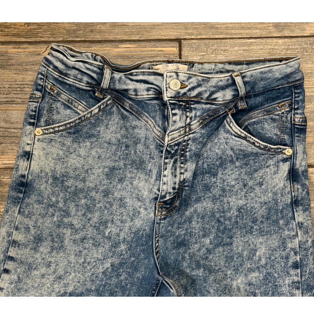 Free People We the Free Riley Seamed Skinny Denim Jeans Acid Wash High Waist 32 - Picture 5 of 11